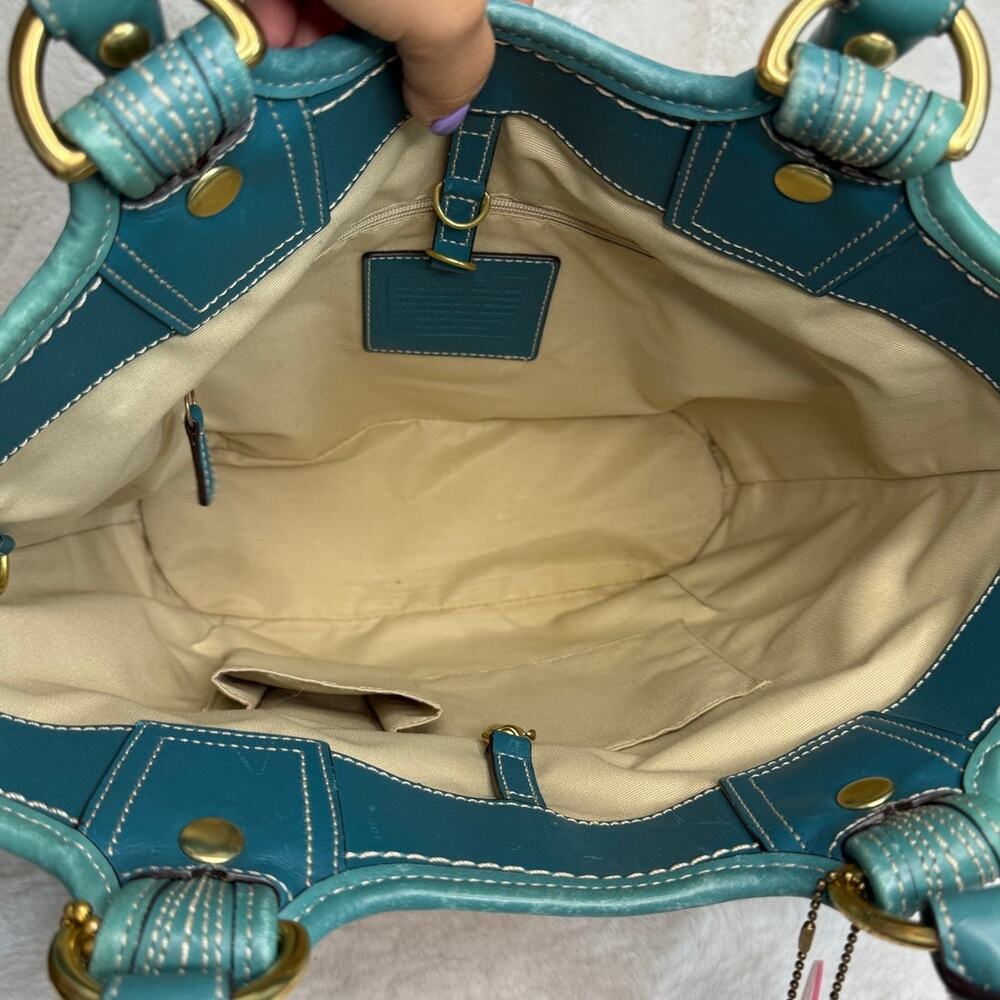 y2k Coach Straw Tote Shoulder Bag - Picture 7 of 9